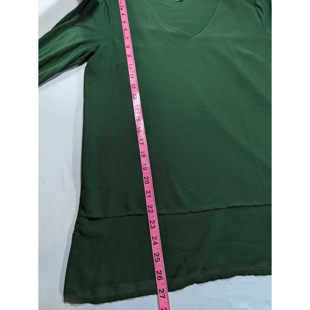 Michael Kors Woven Knit Layered Women's Mixed Hem V-Neck 3/4 Sleeve Top‎ Small - Picture 8 of 15